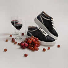Wine leather sneakers BLANKA - black