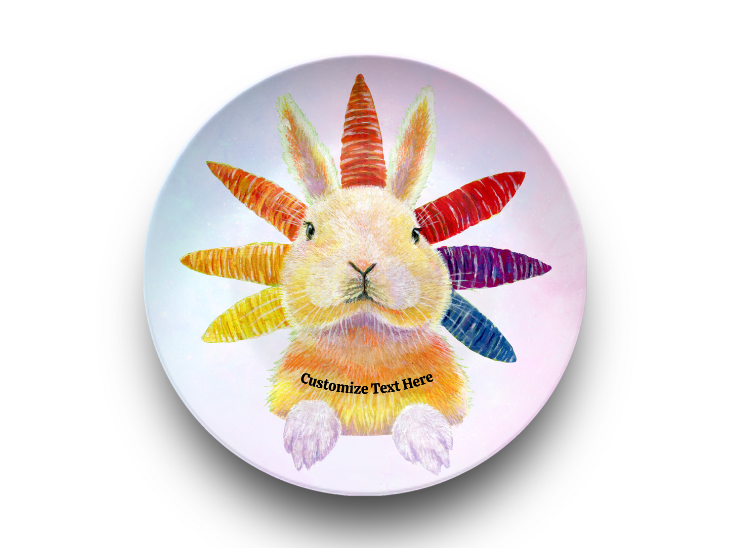 Whimsy Rainbow Bunny Plate & Bowl