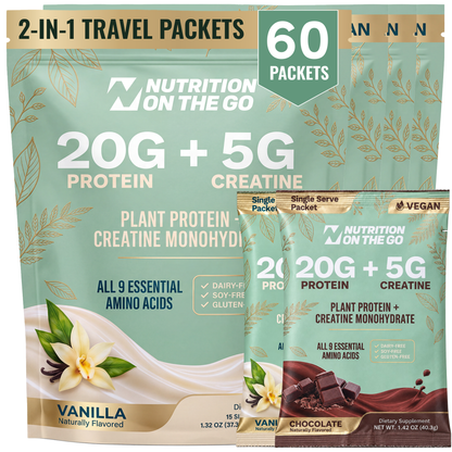 2-in-1 Vegan Protein + Creatine Travel Packets