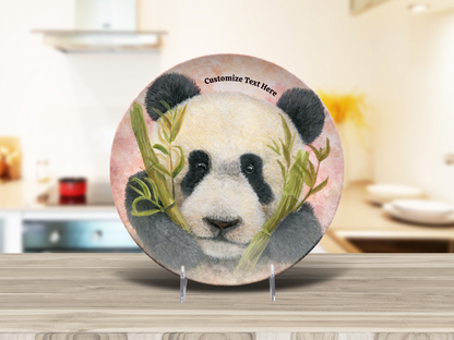 Personalized Plate & Bowl with Panda & Bamboo – Whimsical Tableware for Everyone