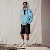 Light Blue Sustainable Hoodie, Unisex Zip Up - Vegan America