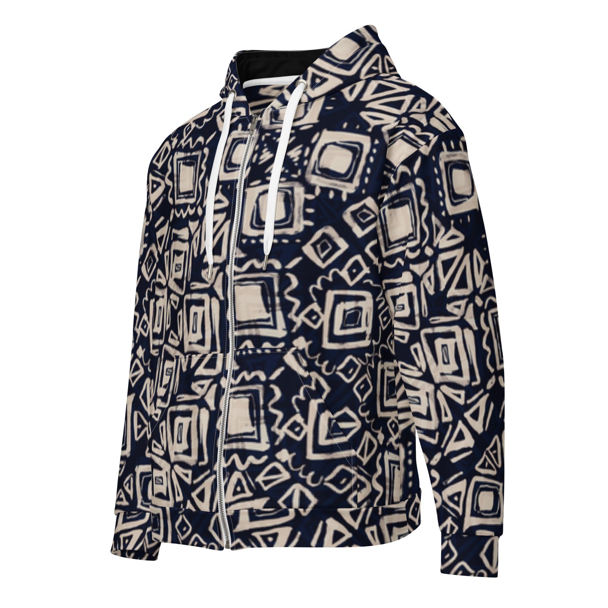 Sustainable Zip Hoodie, Unisex - Tribal Inspired - Vegan America