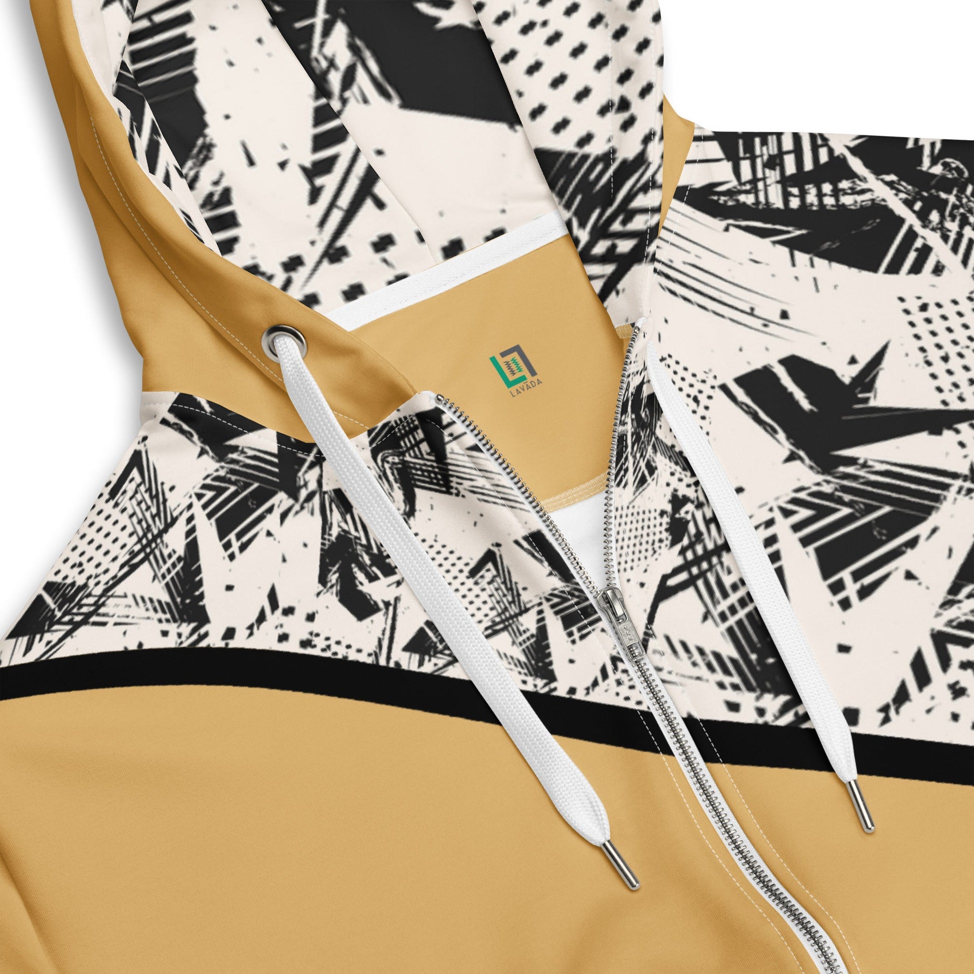 Sustainable Zip Hoodie, Unisex - Recycled (Tan/Black) - Vegan America
