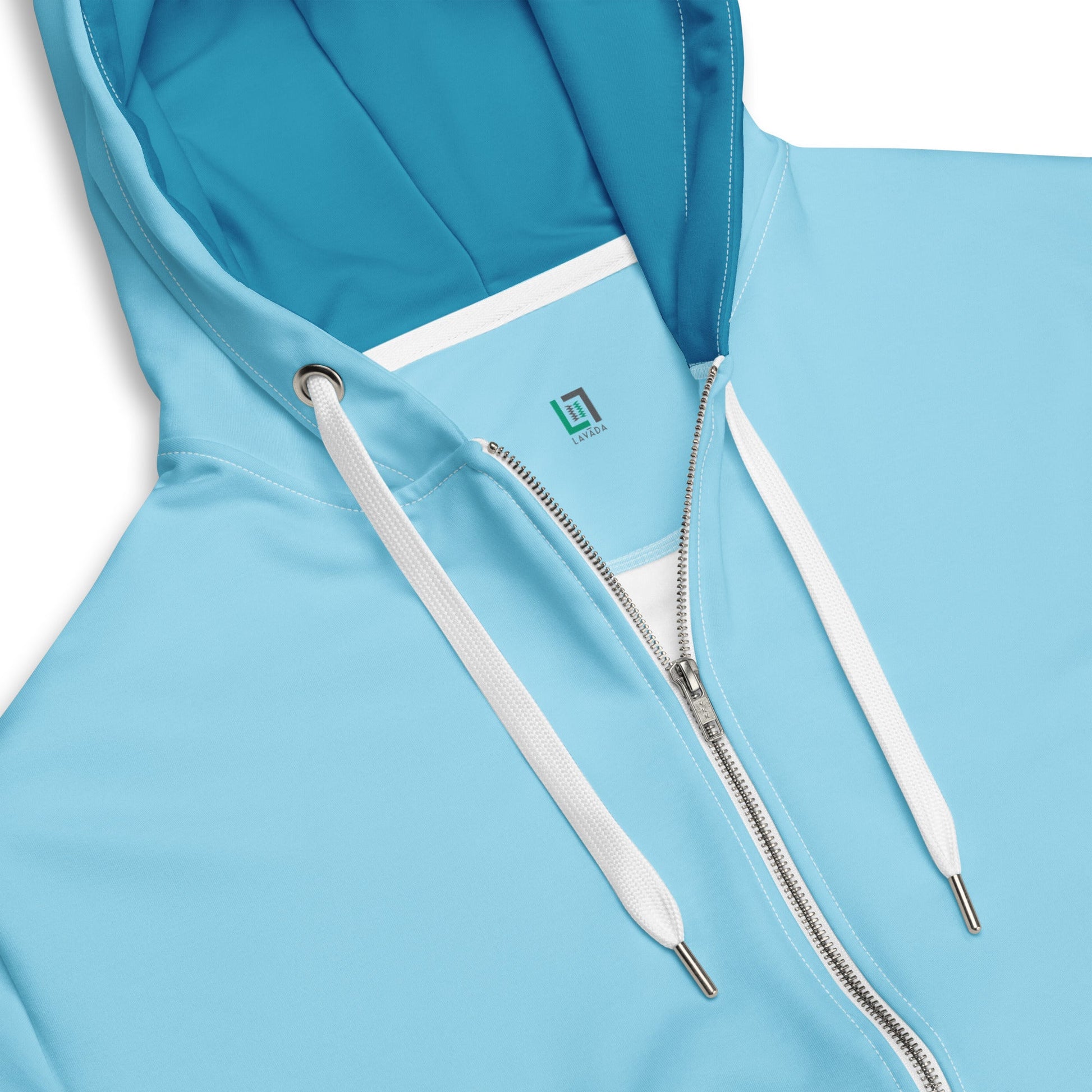 Light Blue Sustainable Hoodie, Unisex Zip Up - Vegan America