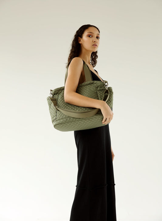 Lily ECONYL® Vegan Changing Tote Bag | Olive