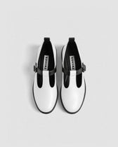 White Mary Jane shoes women, vegan leather with strap, Curtsy BOHEMA
