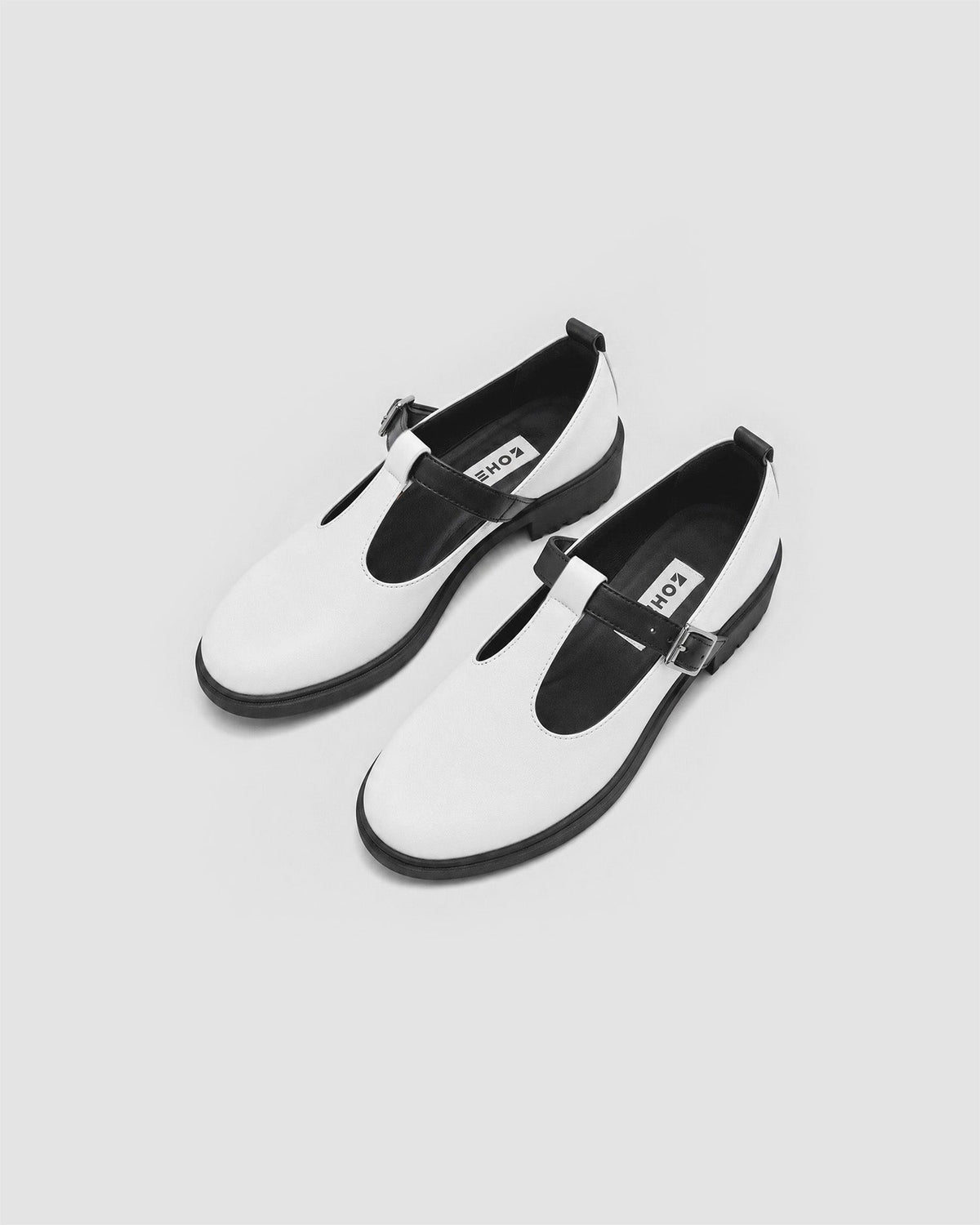 White Mary Jane shoes women, vegan leather with strap, Curtsy BOHEMA