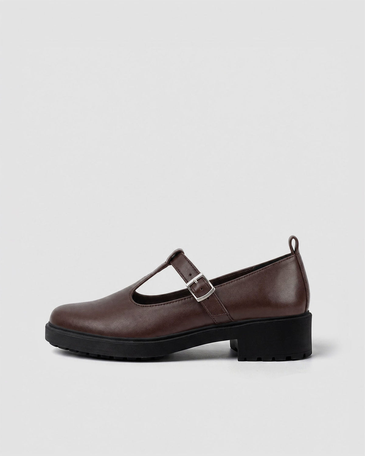 Brown Mary Jane shoes women, vegan leather with strap, Curtsy BOHEMA