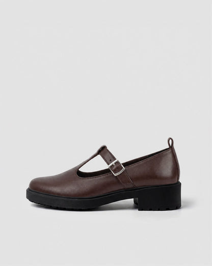 Brown Mary Jane shoes women, vegan leather with strap, Curtsy BOHEMA