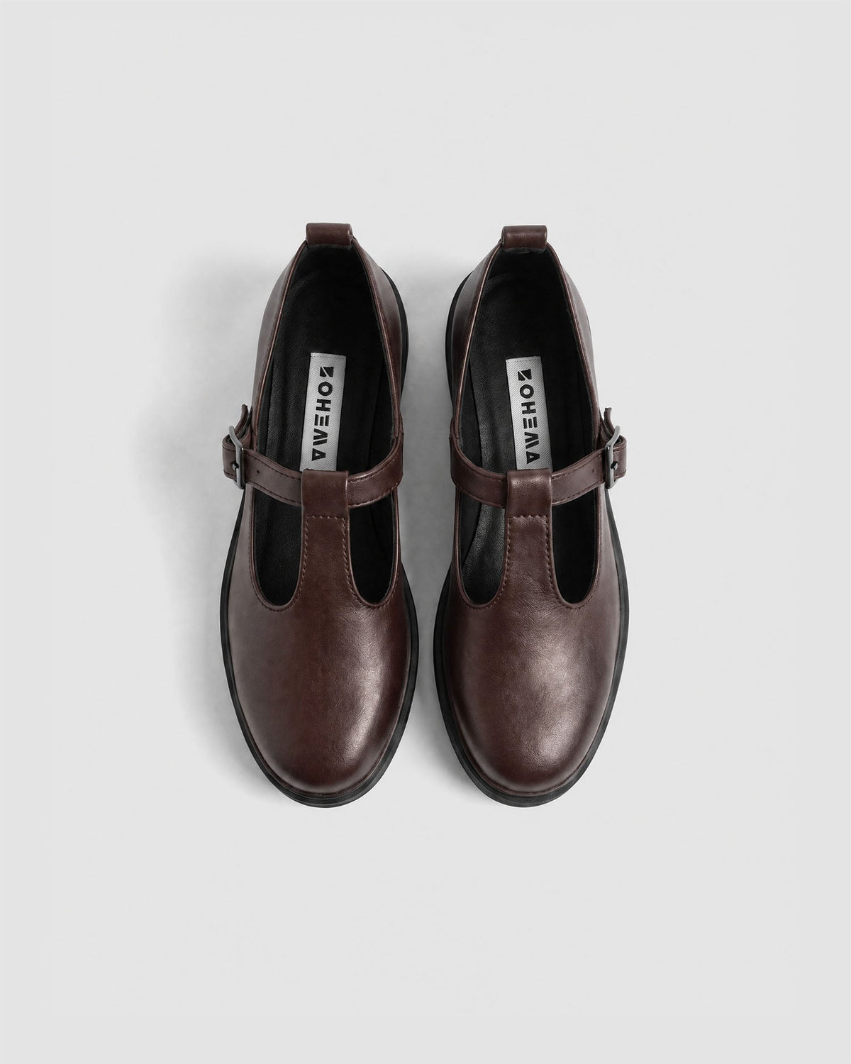 Brown Mary Jane shoes women, vegan leather with strap, Curtsy BOHEMA