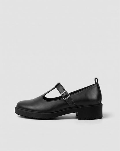 Black Mary Jane shoes women, vegan leather with strap, Curtsy BOHEMA