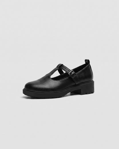 Black Mary Jane shoes women, vegan leather with strap, Curtsy BOHEMA