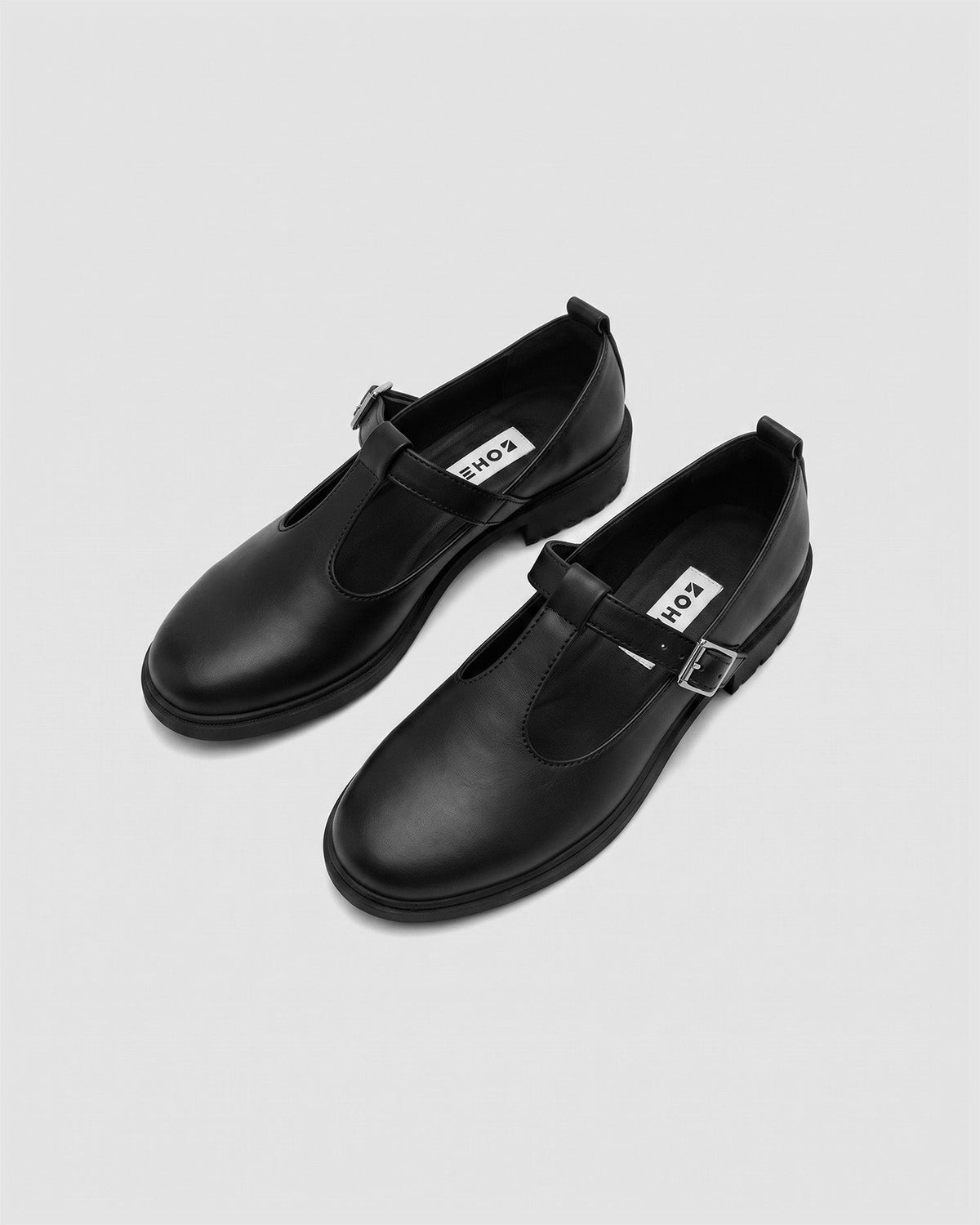 Black Mary Jane shoes women, vegan leather with strap, Curtsy BOHEMA