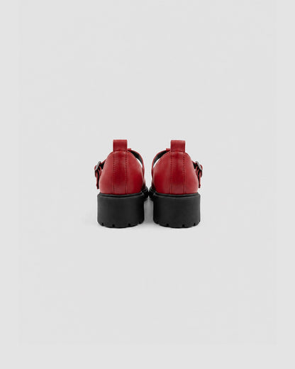 Red Mary Jane shoes women, vegan leather with strap, Curtsy BOHEMA