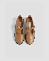 Camel Mary Jane shoes women, vegan leather with strap, Curtsy BOHEMA