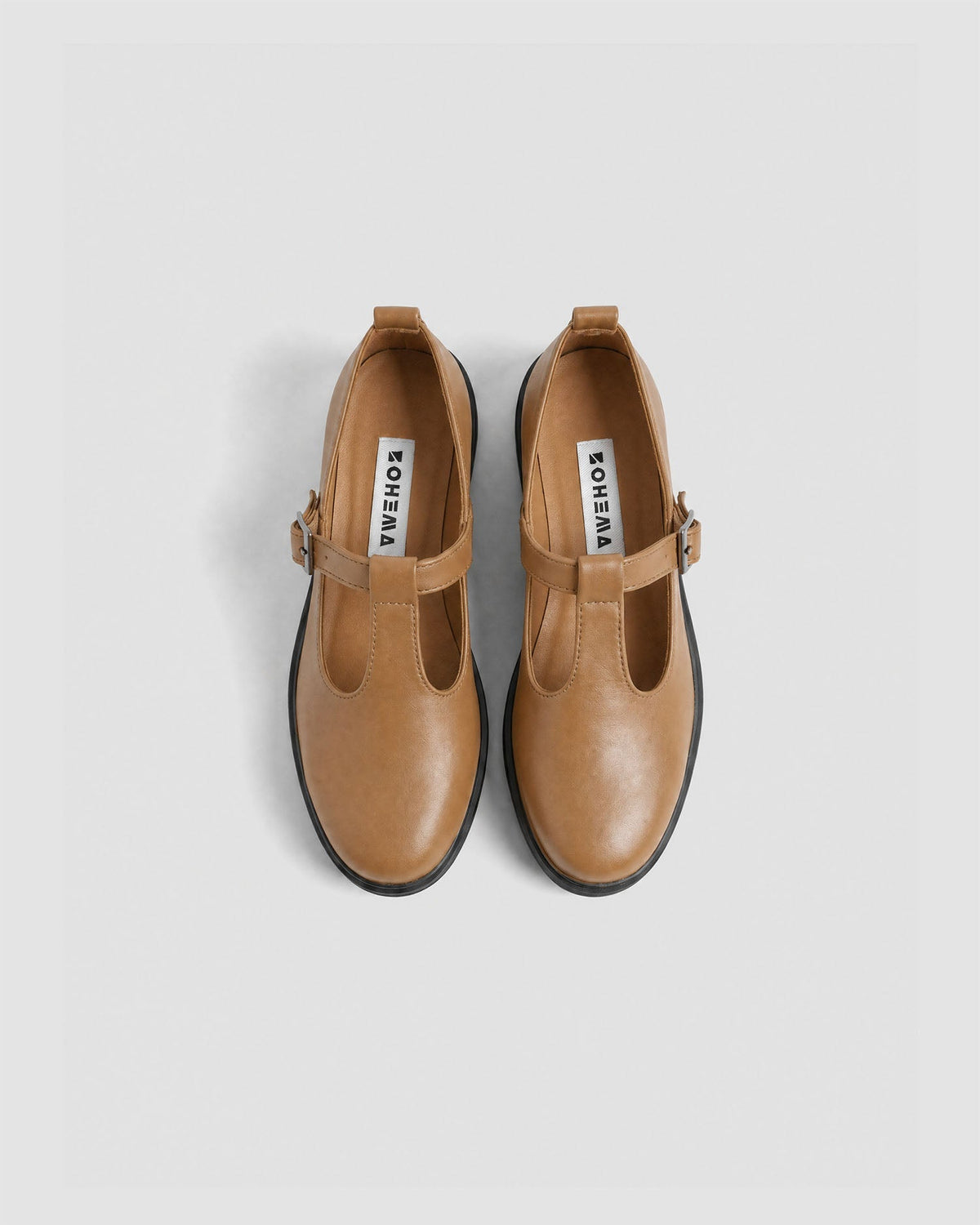 Camel Mary Jane shoes women, vegan leather with strap, Curtsy BOHEMA