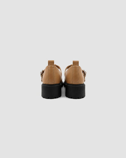 Camel Mary Jane shoes women, vegan leather with strap, Curtsy BOHEMA