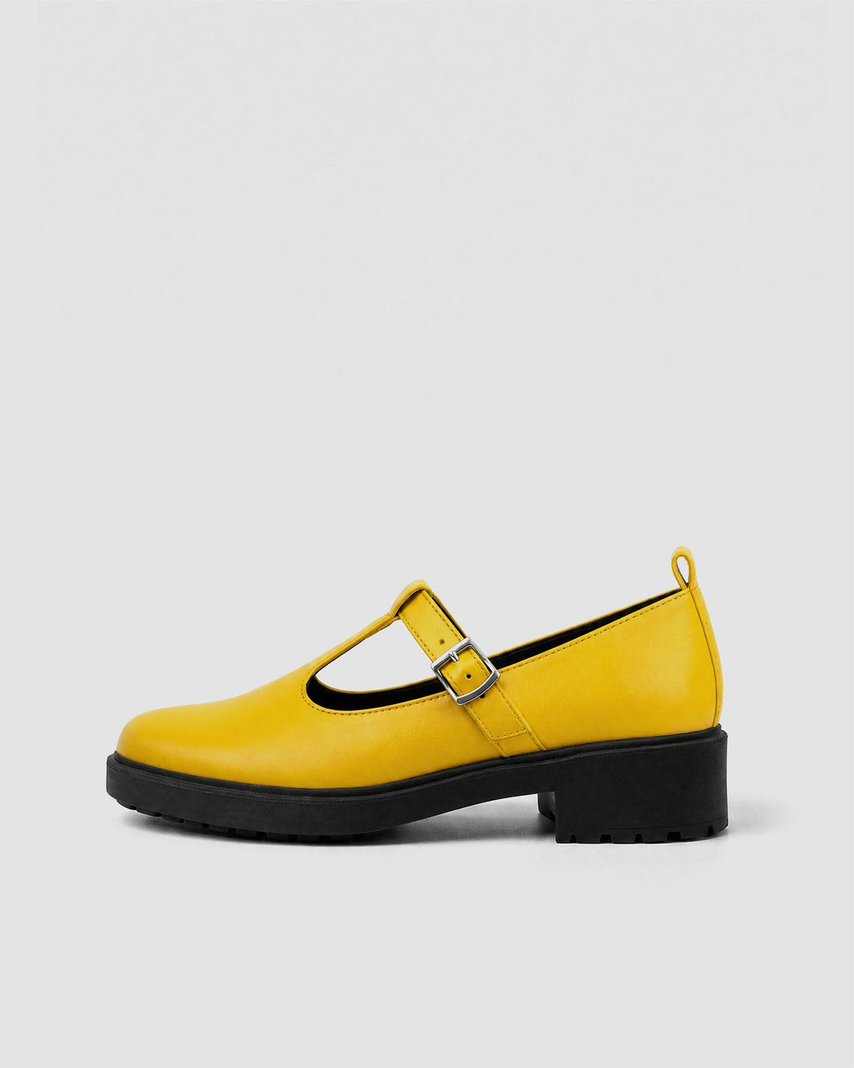 Yellow Mary Jane shoes women, vegan leather with strap, Curtsy BOHEMA