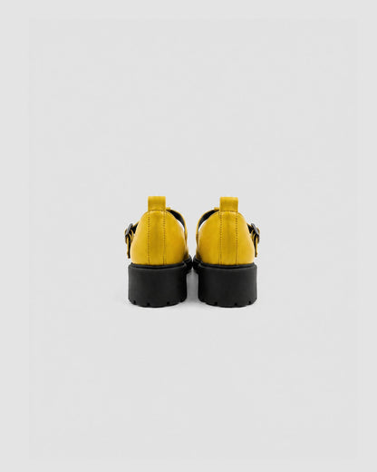 Yellow Mary Jane shoes women, vegan leather with strap, Curtsy BOHEMA