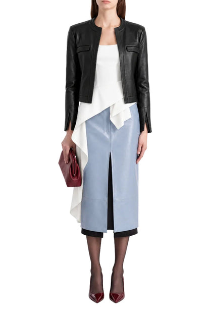 OLIVE VEGAN PENCIL SKIRT