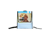 backpack XS publicity banner & dog food package blue beige - Vegan America