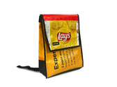 backpack publicity banner & chips package yellow blue - Vegan America