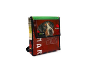 backpack XS publicity banner & brown dog food package - Vegan America