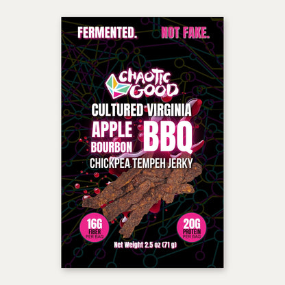 Cultured Virginia Apple Bourbon BBQ Tempeh Jerky, 3-Pack