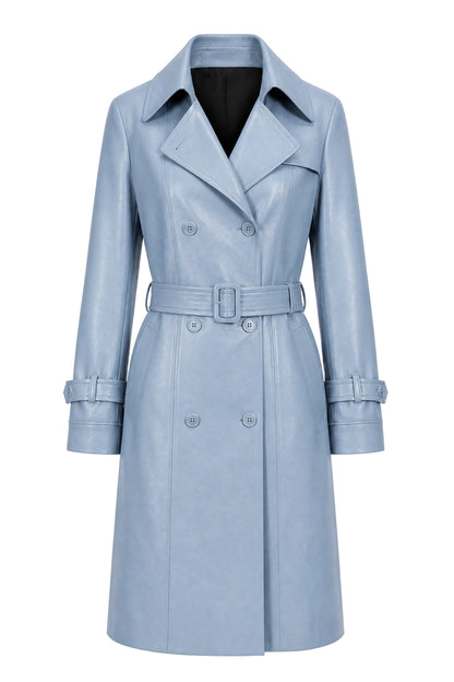OCEAN VEGAN LEATHER TRENCH COAT