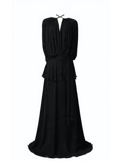 Midnight Drape Evening Gown — Eucalyptus Silk - Vegan America