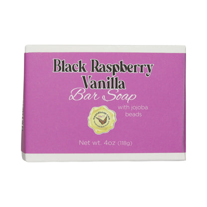 Black Raspberry Vanilla Bar Soap with jojoba beads for gentle exfoliation