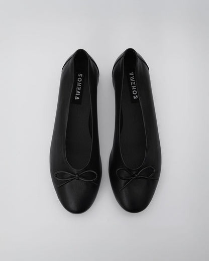 Mossy Pumps Black ballet flats with a bow - Vegan America