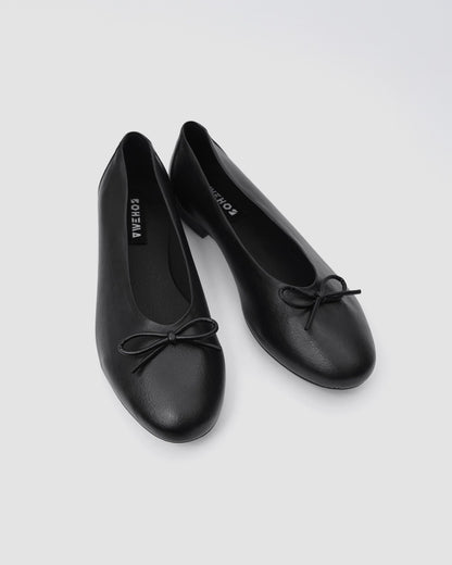 Mossy Pumps Black ballet flats with a bow - Vegan America