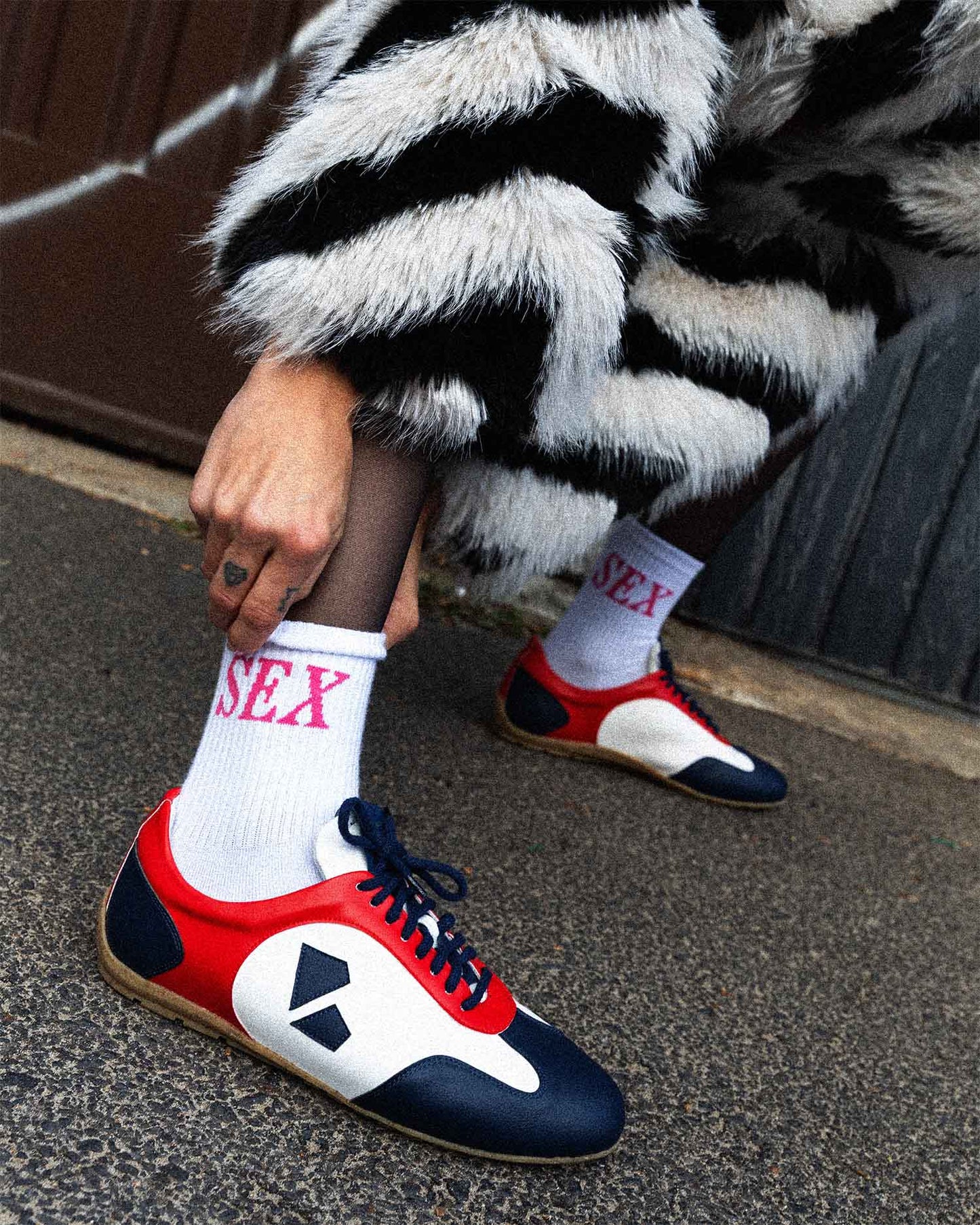 Racer Sneakers Blue Red White - Vegan America