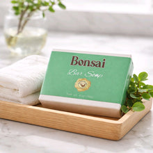 Bonsai bar soap box in a wooden tray