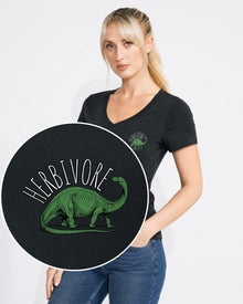 Herbivore Brontosaurus Women's V Neck T-Shirt - Vegan America