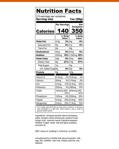 Cultured Heat Buffalo Tempeh Jerky