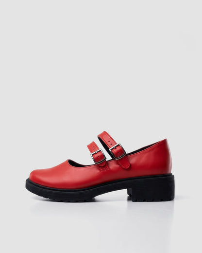 Twin Mary Jane grape leather ballerinas with double strap - Vegan America