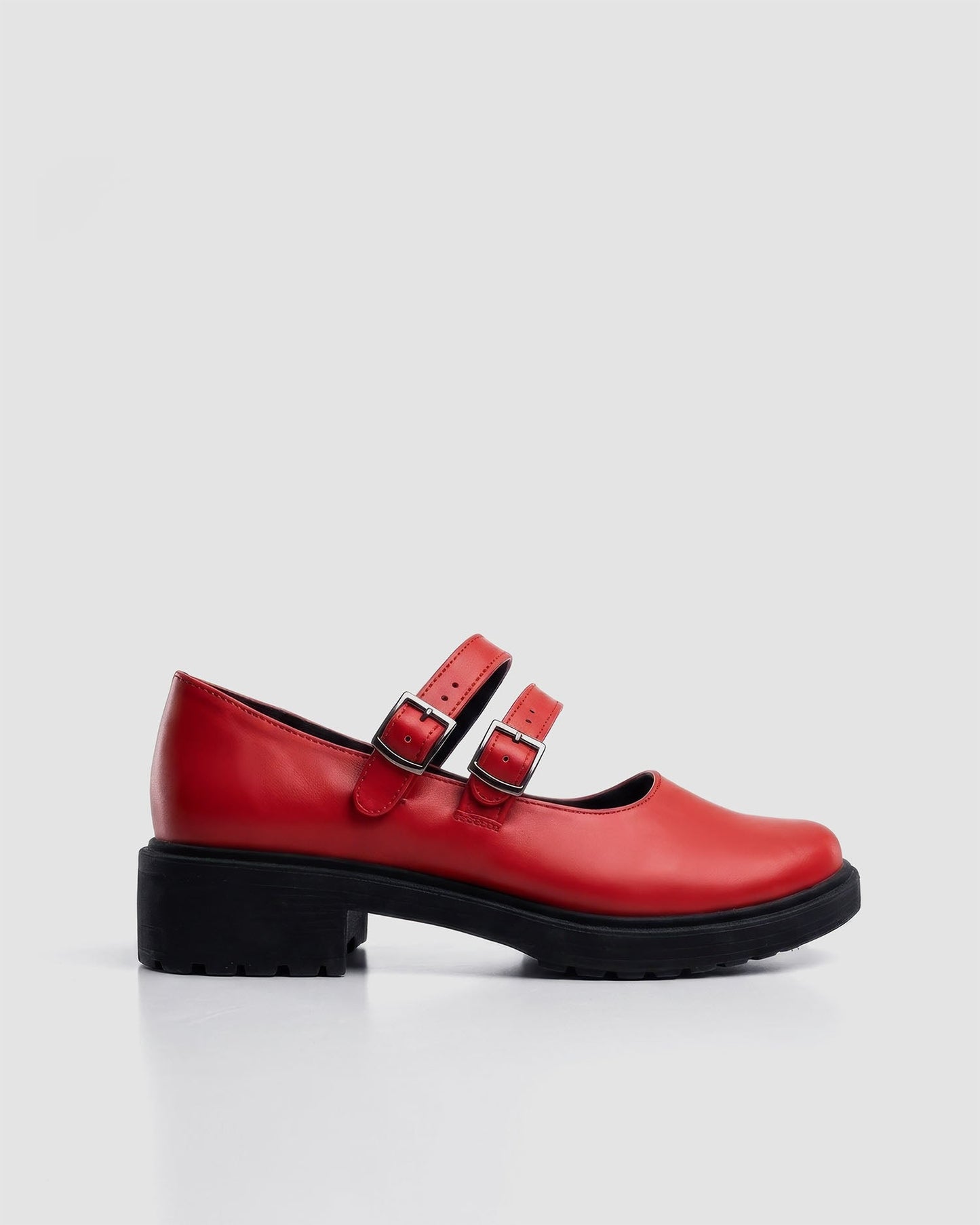 Twin Mary Jane grape leather ballerinas with double strap - Vegan America