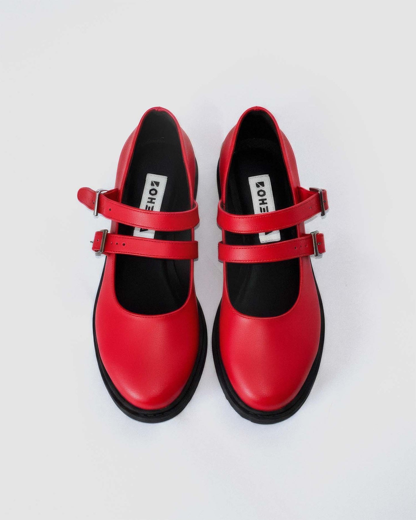 Twin Mary Jane grape leather ballerinas with double strap - Vegan America