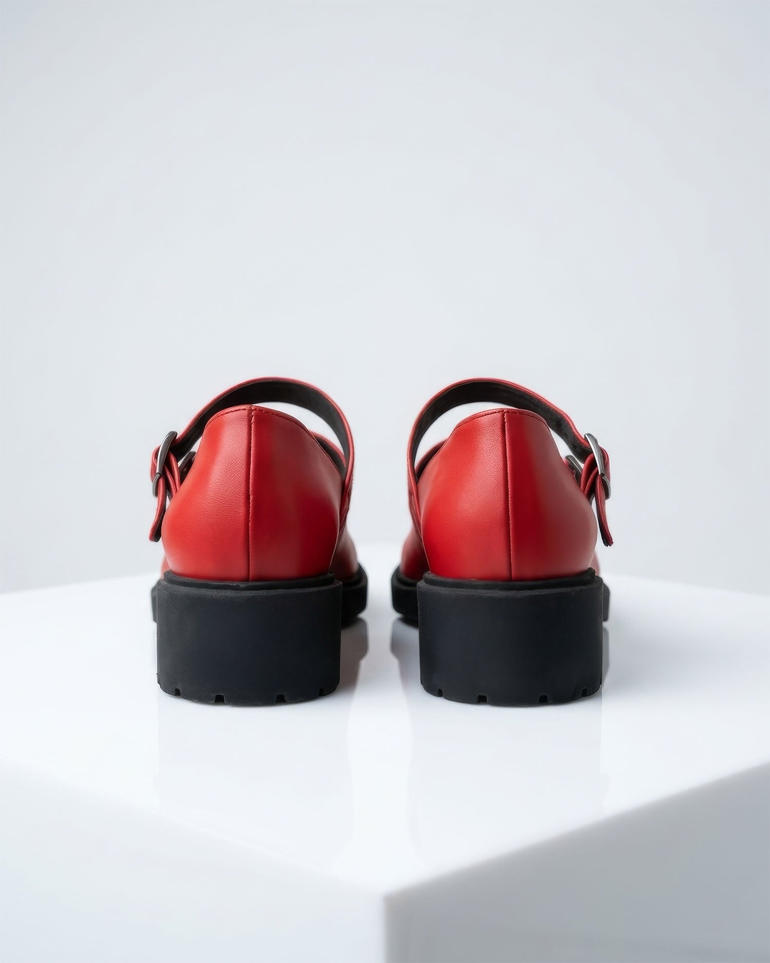 Twin Mary Jane grape leather ballerinas with double strap - Vegan America