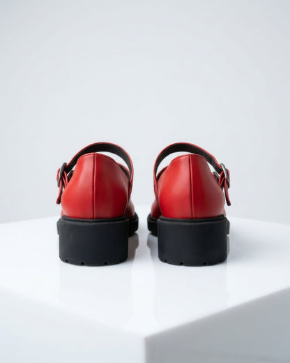 Twin Mary Jane grape leather ballerinas with double strap - Vegan America