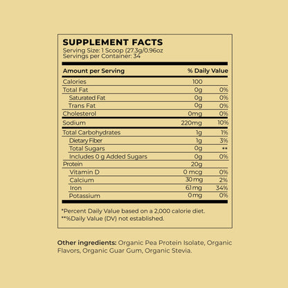 Organic Vegan Protein Powder - Vanilla Flavored