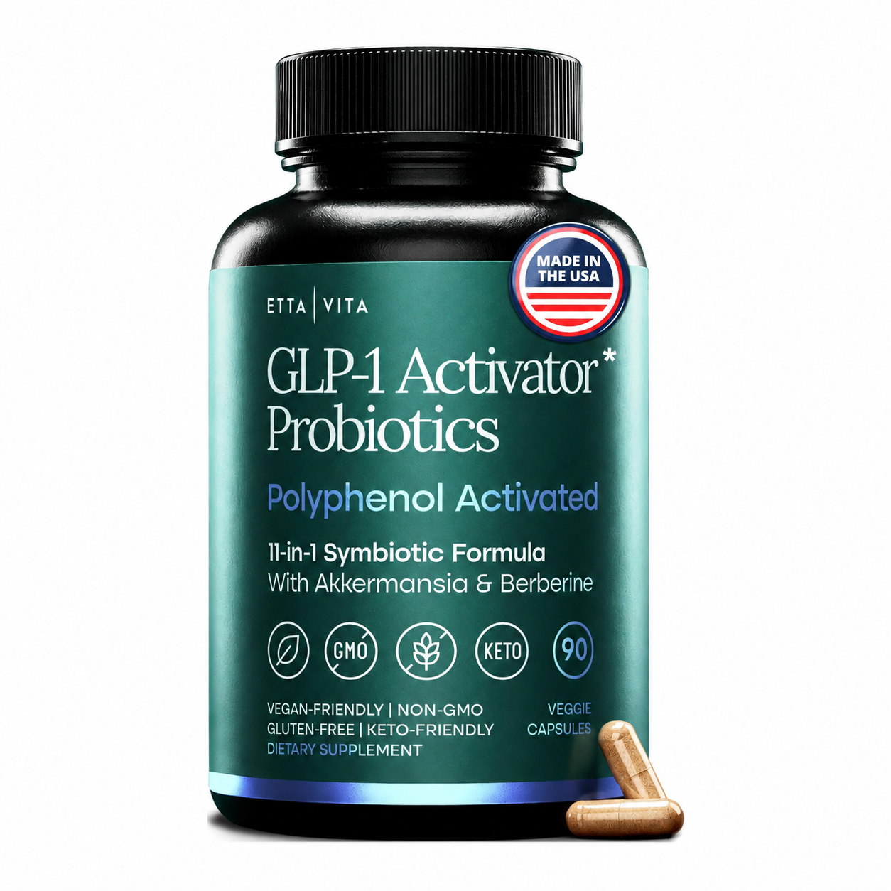 Gut Activator Probiotic Supplement for Gut Health, Energy & Metabolic Support – Akkermansia, Berberine, Gymnema, Resveratrol, EGCG & Hops