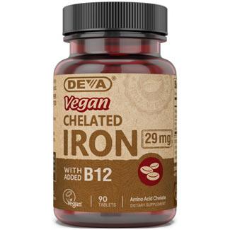Deva - Vegan Chelated Iron with Added B-12 - 29mg