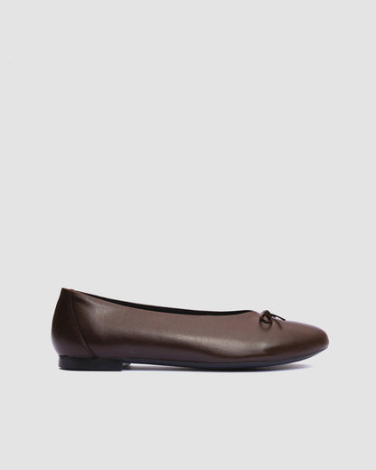 Mossy Pumps Chocolate brown ballet flats with a bow - Vegan America