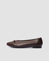 Mossy Pumps Chocolate brown ballet flats with a bow - Vegan America