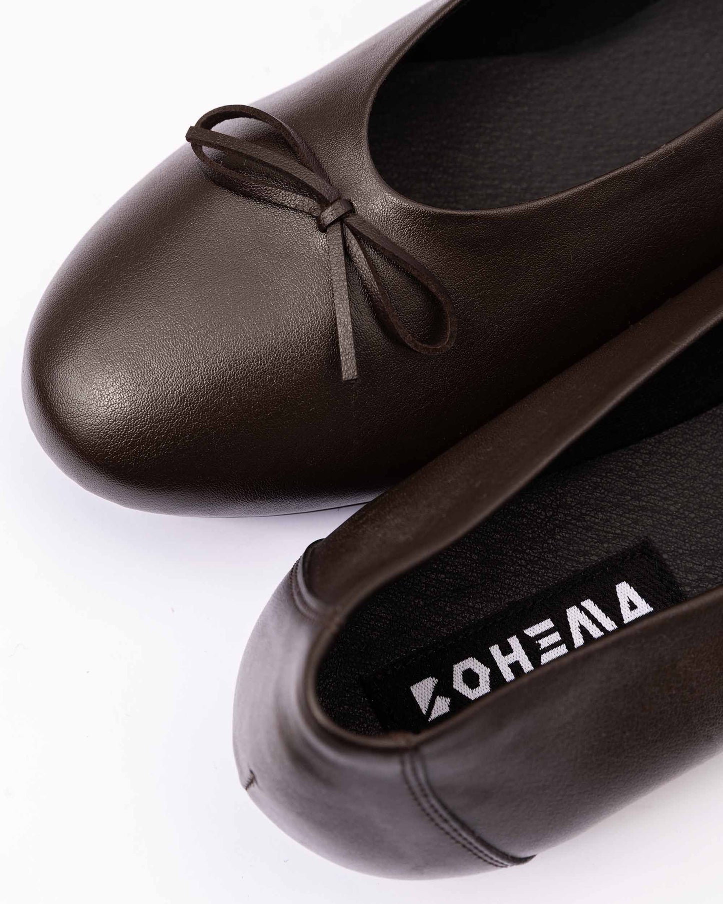 Mossy Pumps Chocolate brown ballet flats with a bow - Vegan America