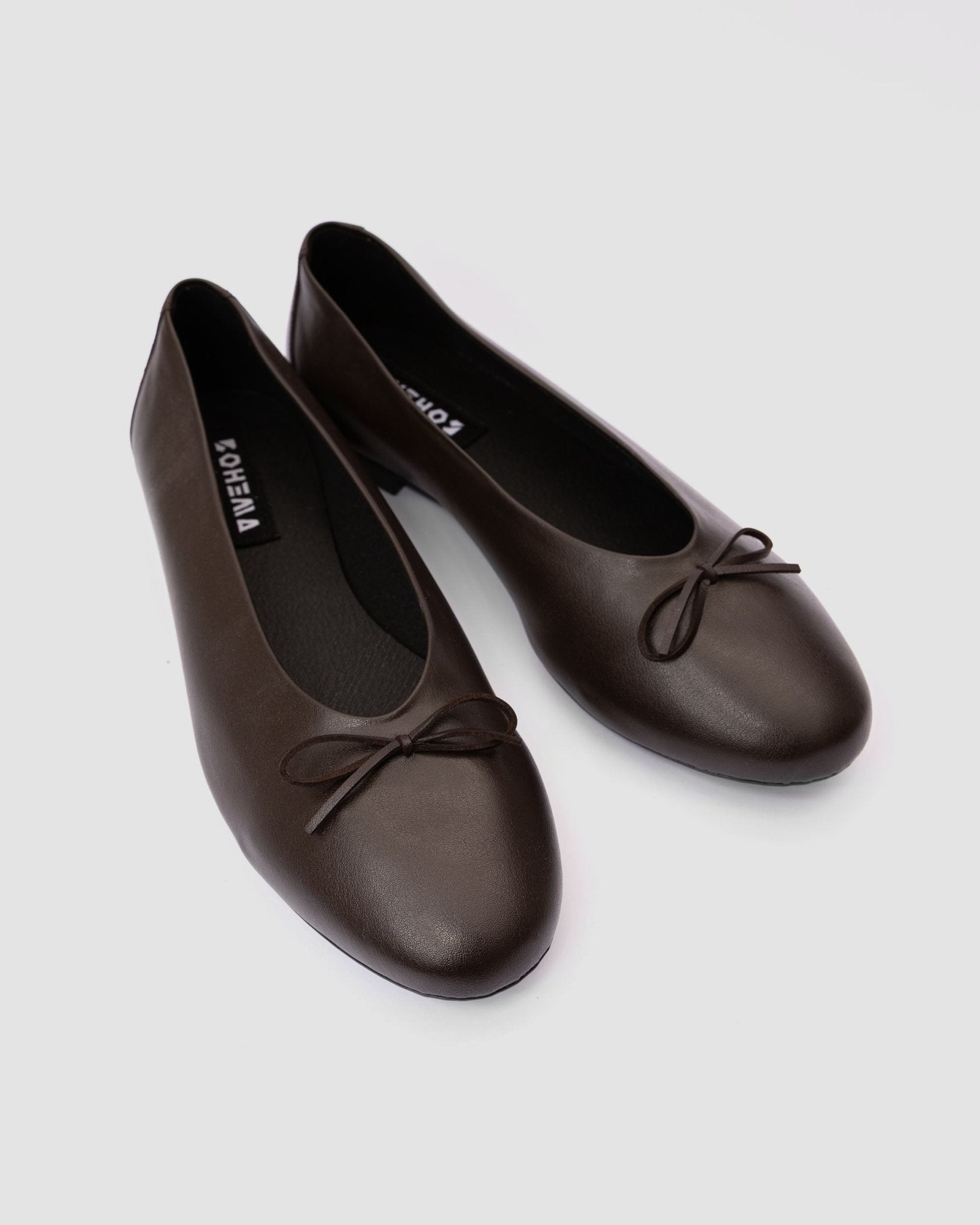 Mossy Pumps Chocolate brown ballet flats with a bow - Vegan America