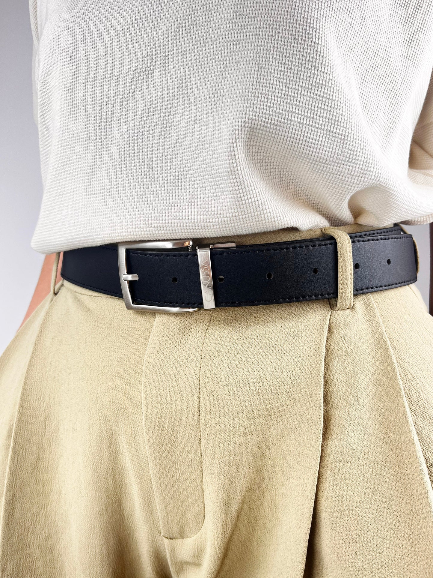 Reverse reversible belt – Black/Hazelnut